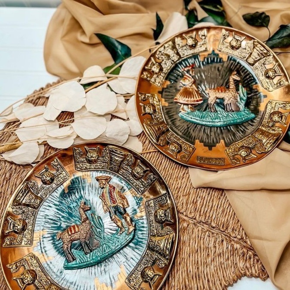 Copper and Brass Ecuador Art Plates